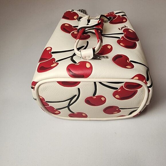 NWT COACH CZ030 Drawstring Wristlet With Cherry Print Chalk Multi - Picture 6 of 10